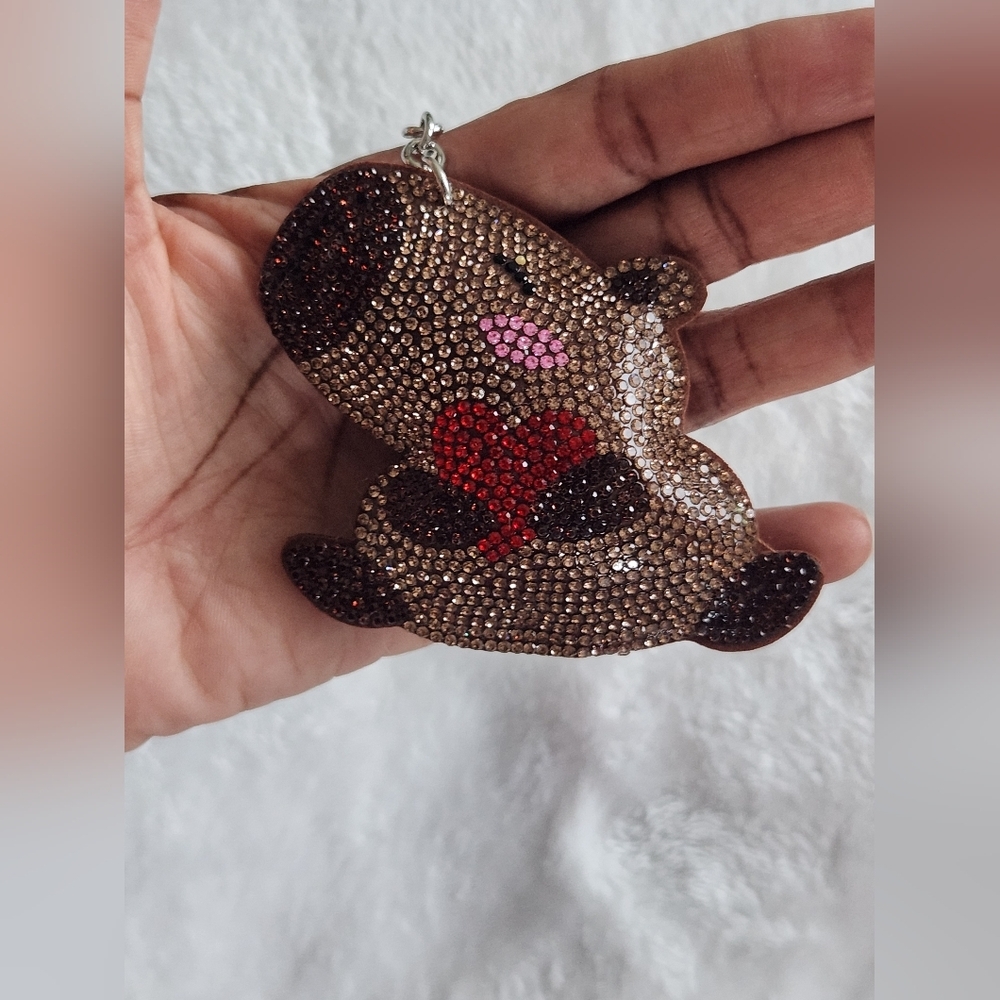 Brown Capybara Keychain with Sparkling Rhinestones Animal Bag Charm - Picture 5 of 5
